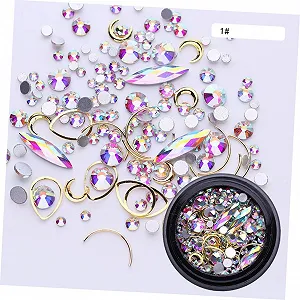 Металлические заклепки для дизайна ногтей Healvian золото Луна-Сердце Прозрачный AB Прозрачный Белый synthetic.ua - Фото 1