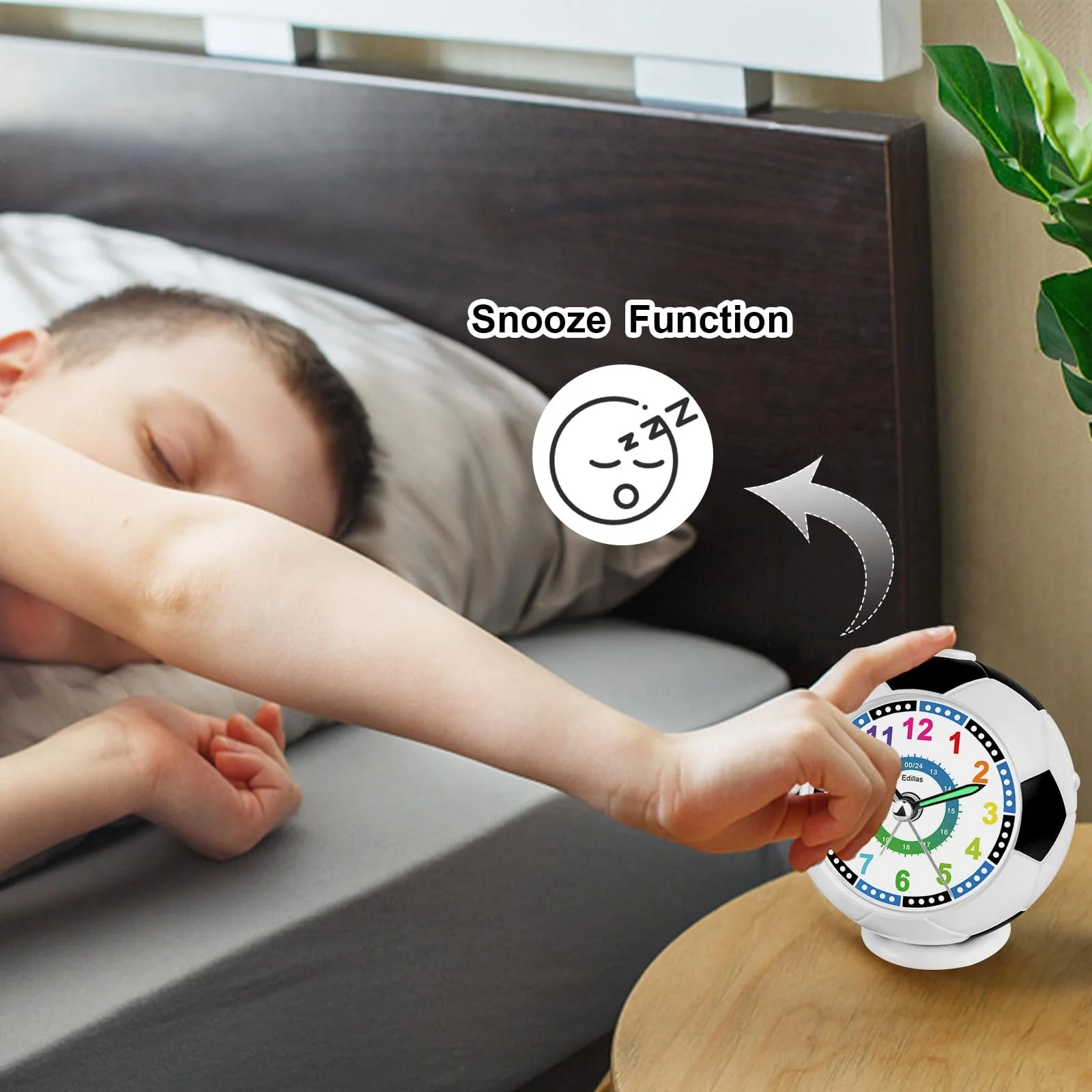 Будильник Edillas Дитячий Футбольний з підсвічуванням і функцією повтору сигналу, фото №3