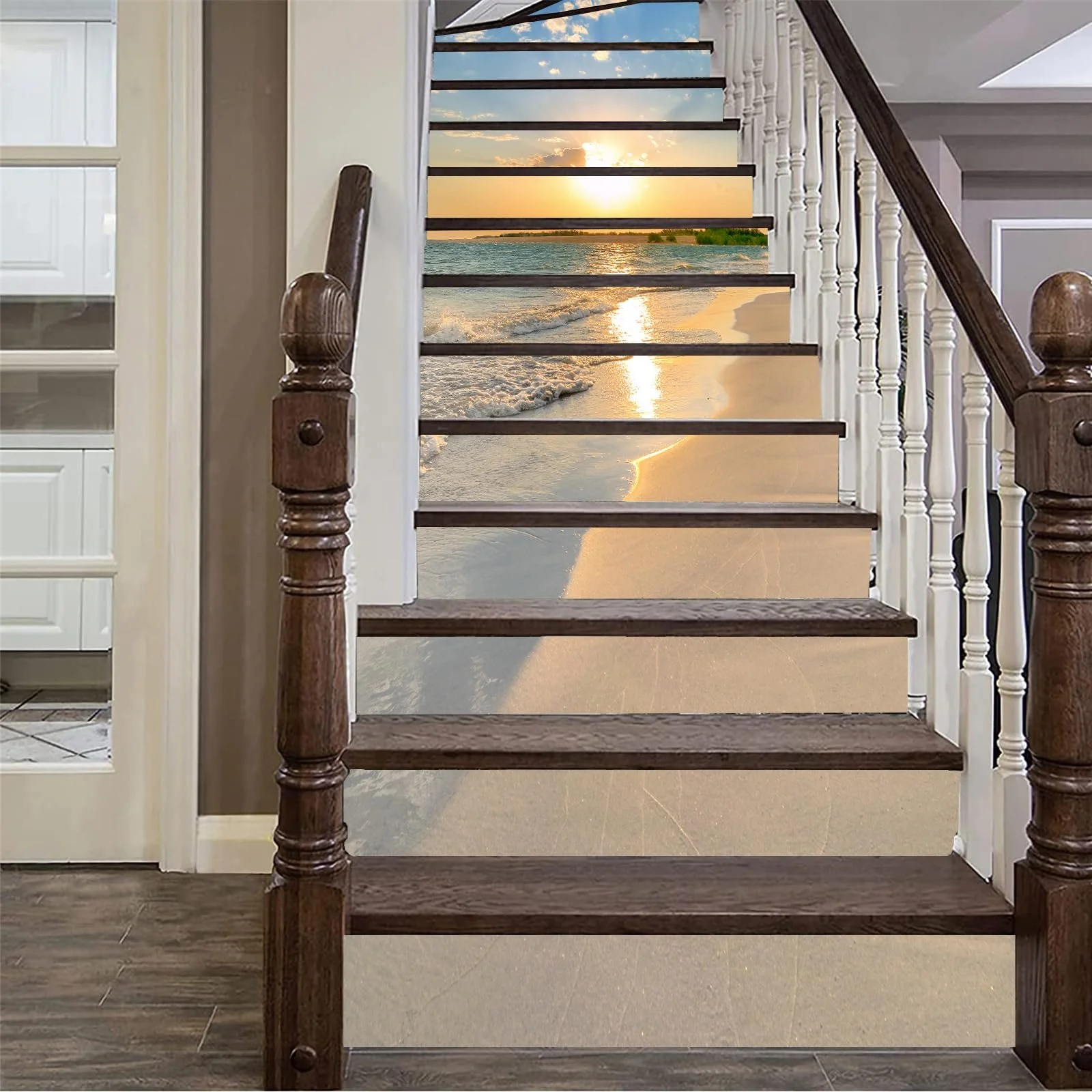 Наклейки на сходи FLFK 3D Sunrise Ocean Beach самоклейні вінілові 100 x 18 см 15 шт., фото №5