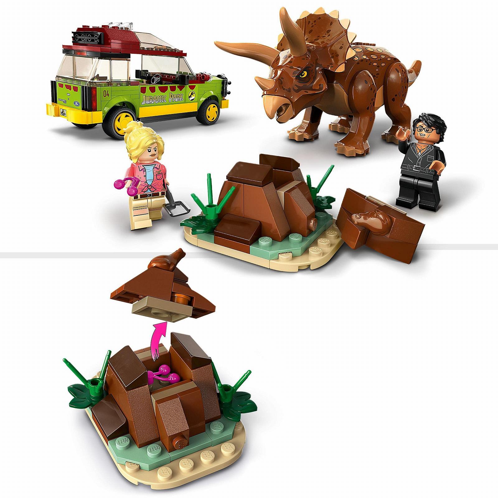 LEGO Jurassic Park 76959 дослідження трицератопса з фігуркою та автомобілем на честь 30-ї річниці, фото №3