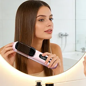 Щетка-выпрямитель для волос Kabelloser Styler Аккумуляторная 3 температурных режима synthetic.ua - Фото 1