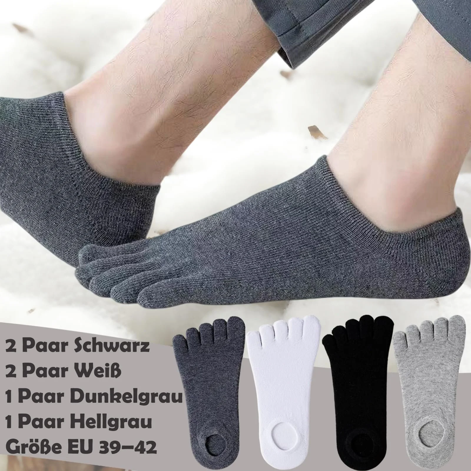 Шкарпетки з пальцями Без бренду, 6 пар, однотонні, жіночі, 39-40, фото №2 Шкарпетки з пальцями Без бренду, 6 пар, однотонні, жіночі, 39-40, фото №2