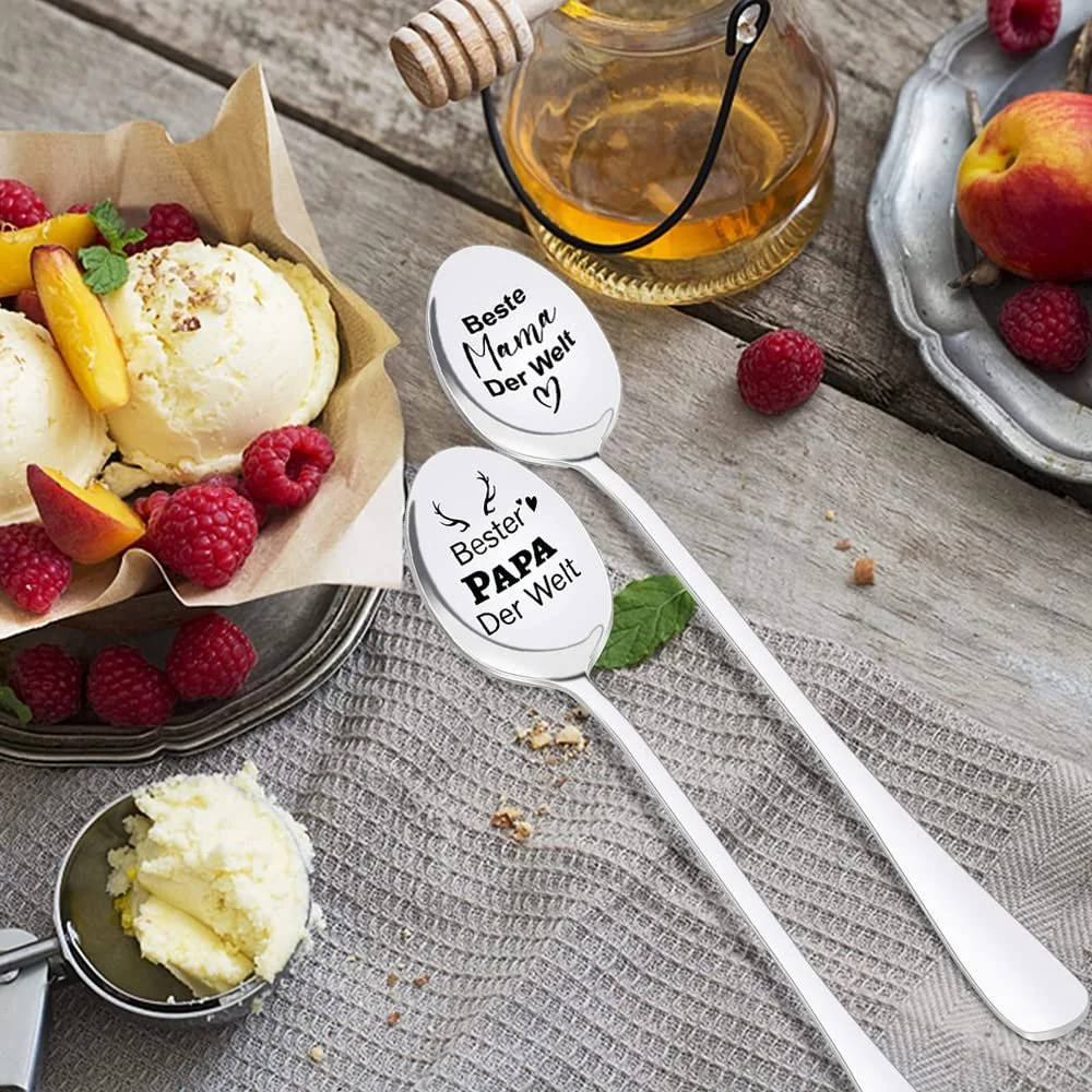 Ложки Senidea Набір 2 з нержавіючої сталі з гравіюванням Beste Mama und Papa der Welt, фото №3