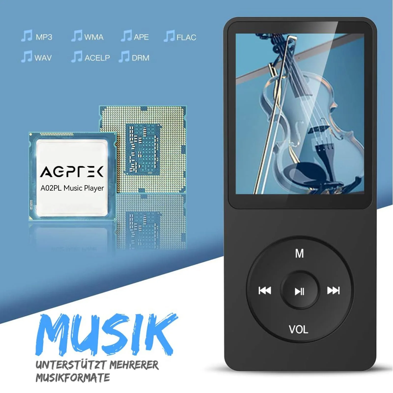 MP3 плеер AGPTEK Classic 64GB Черный, фото №5
