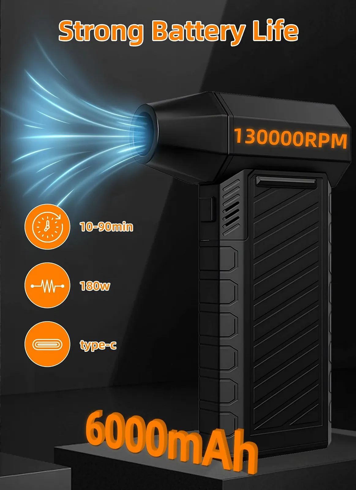 Електрична повітродувка AONYIYI Матовий чорний, фото №5 Електрична повітродувка AONYIYI Матовий чорний, фото №5