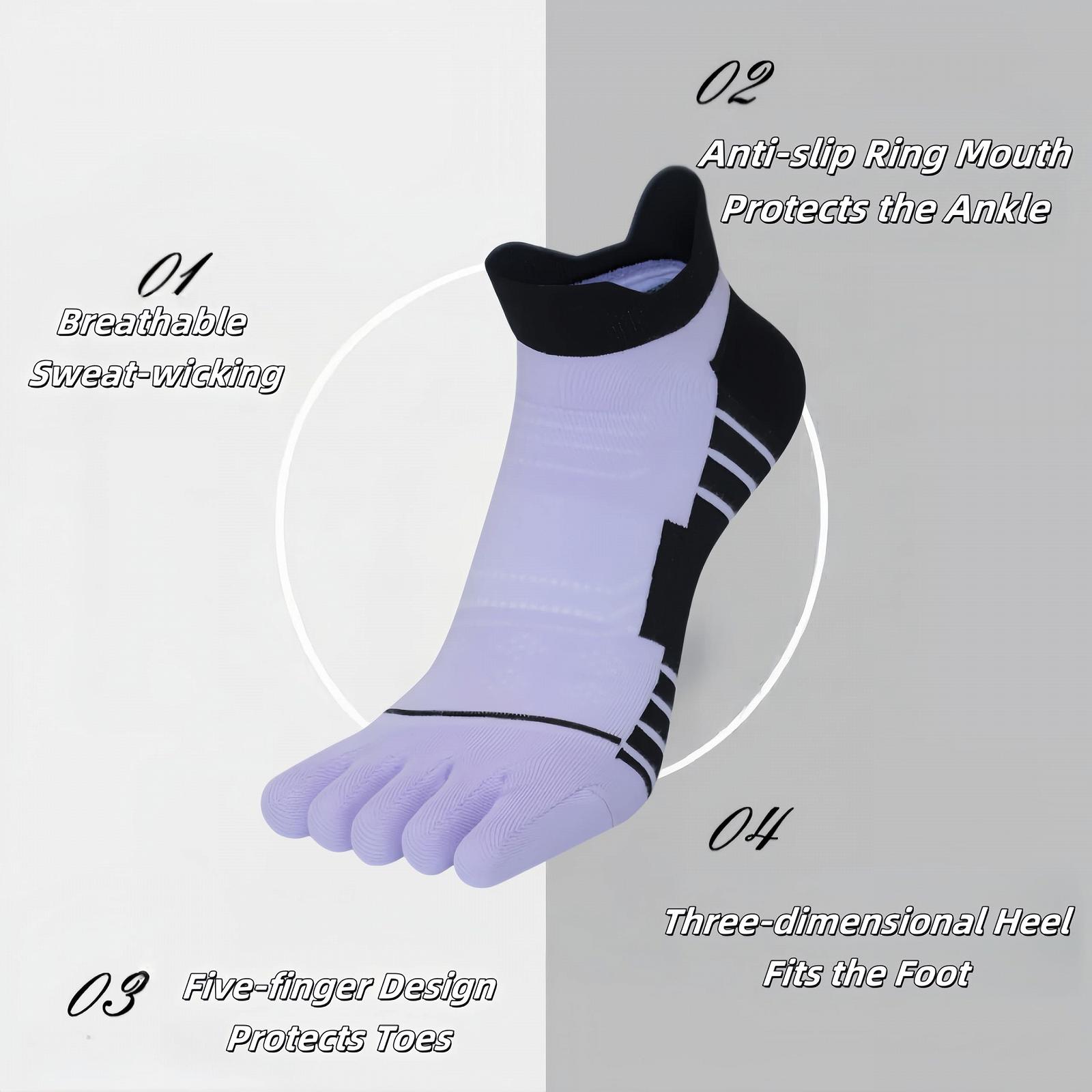 Носки с пальцами для женщин Носки для кроссовок Спортивные носки Носки с пятью пальцами Носки для бега Дышащие носки для тренировок Противоскользящие носки для походов Носки до щиколотки - 6 пар, фото №3