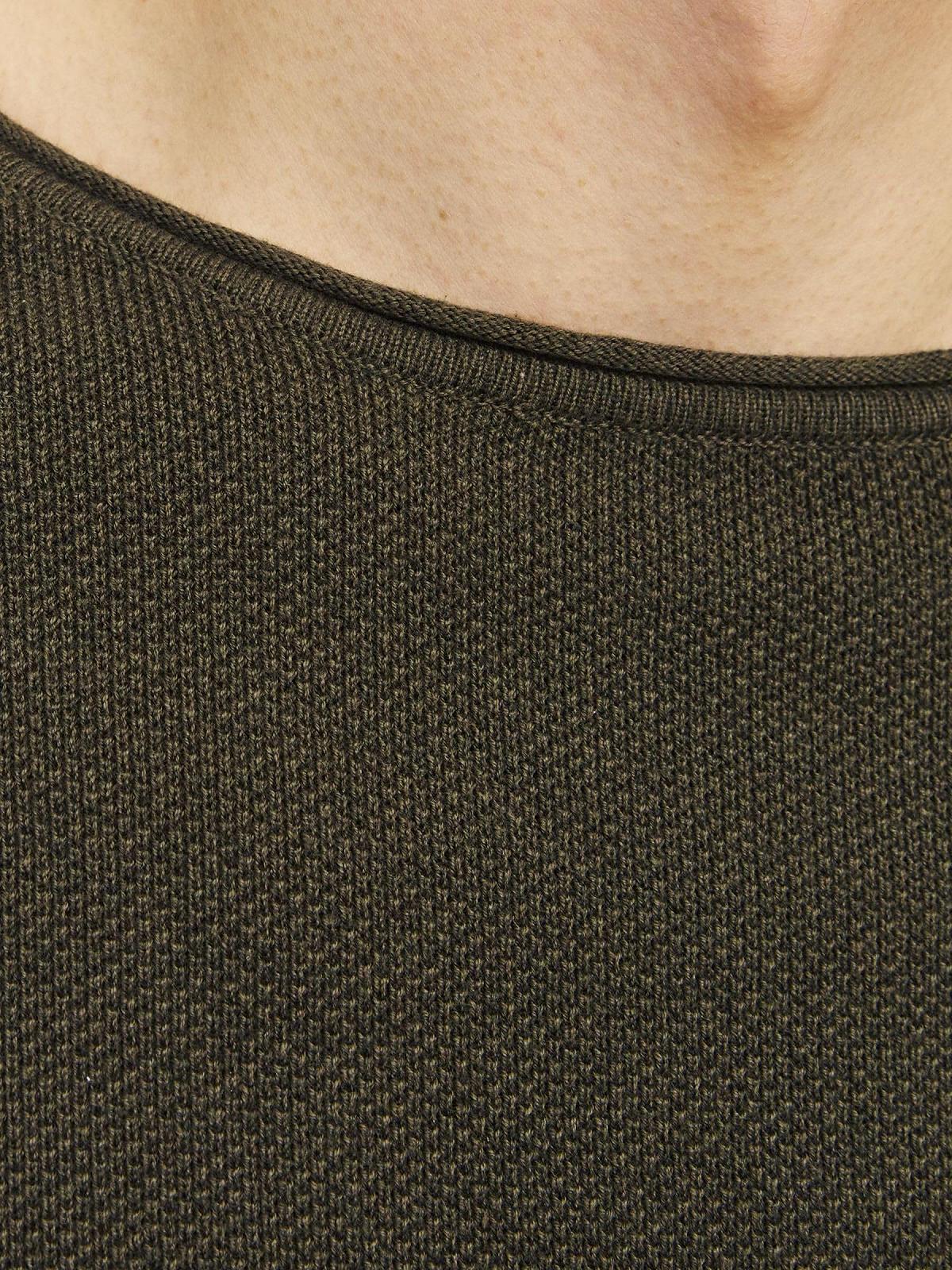 Вязаний пуловер JACK & JONES JJEHILL чоловічий, з круглим вирізом, базовий, з довгими рукавами, бавовняна сорочка, фото №7