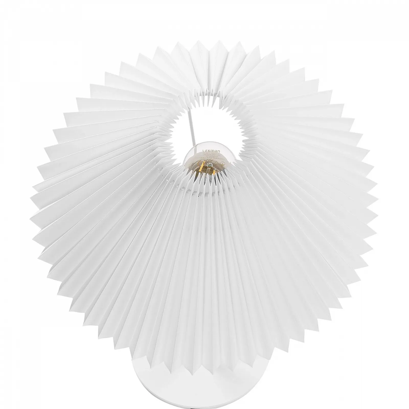 Настільна лампа Alwero Металева основа Гофрований плісований тканинний абажур Конусна форма Білий, фото №4