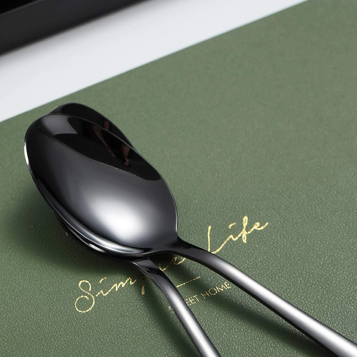 Ложки столові Kyraton, 6 штук, 8 дюймів, нержавіюча сталь, з титановим чорним покриттям, фото №5