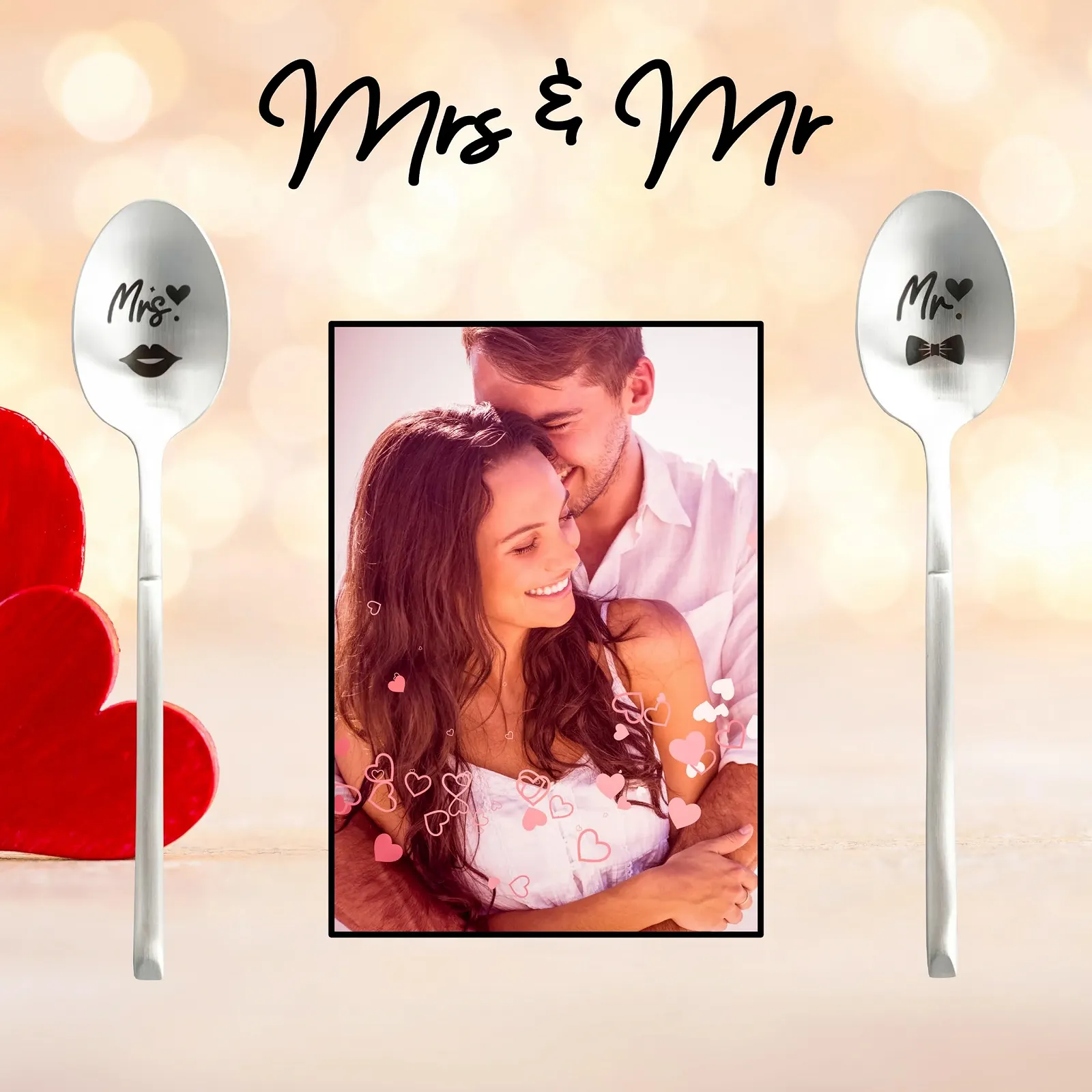 Набір ложок ",Mr & Mrs" Zinello Design з 2 шт. срібний, фото №5