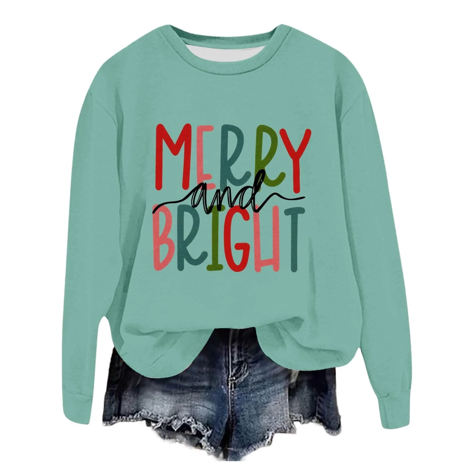 Рождественский джемпер Женский Рождественский свитер без капюшона с длинными рукавами, с надписью, с круглым вырезом, Рождественский топ, Рождественская рубашка для женщин и девушек-подростков, фото №5