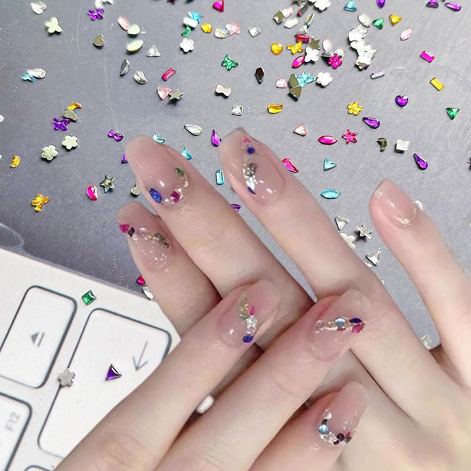 Стразы для ногтей Разноцветные 3D Сердце Звезда Цветок 2000 шт, фото №4