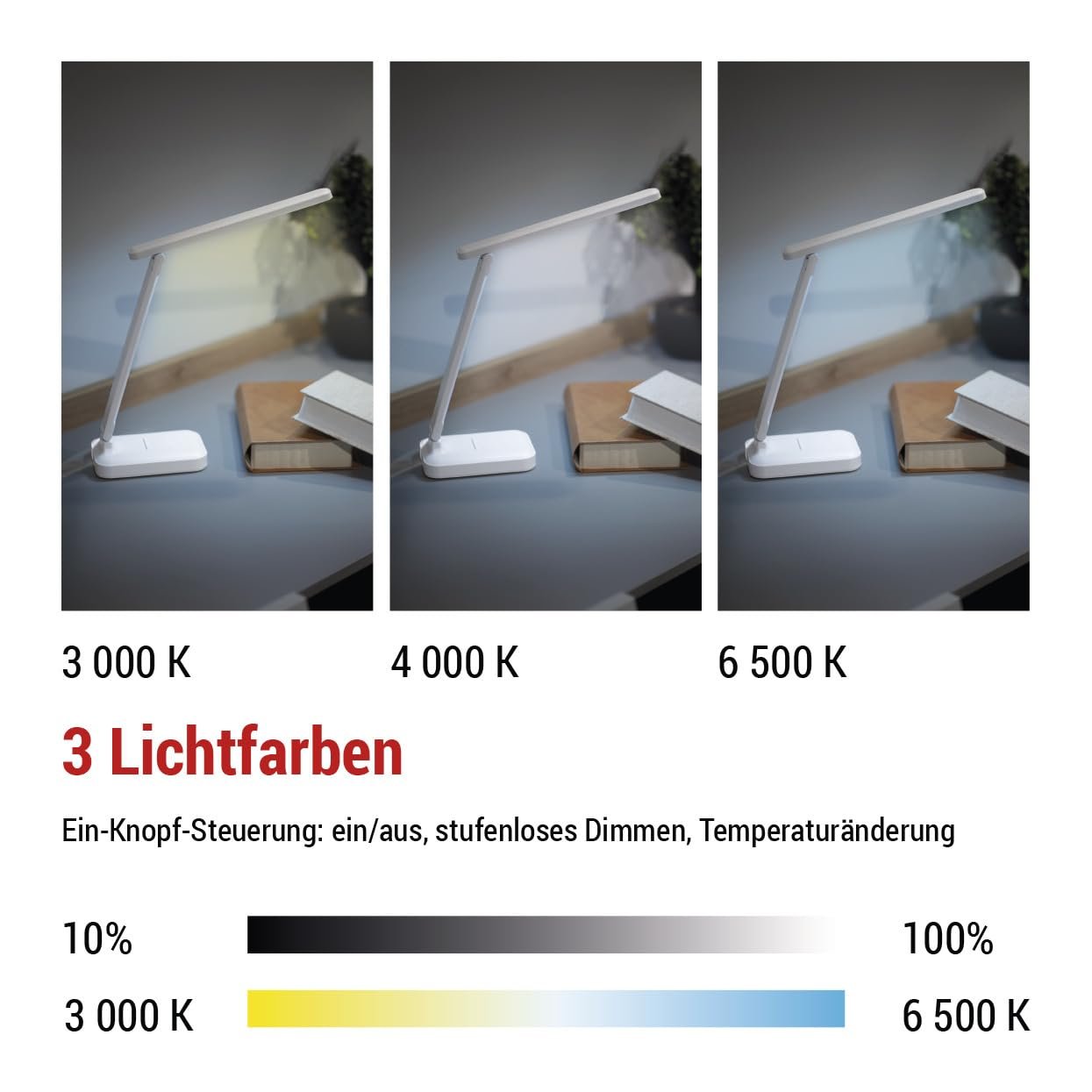 Аккумуляторная светодиодная настольная лампа EMOS AMY 6 Вт 200 лм белая, фото №2