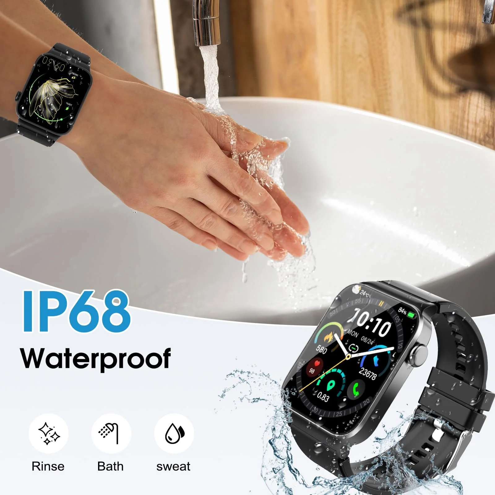 Смарт-годинник STECEi Чоловічий 1.85 Inch HD Touchscreen Black, фото №7