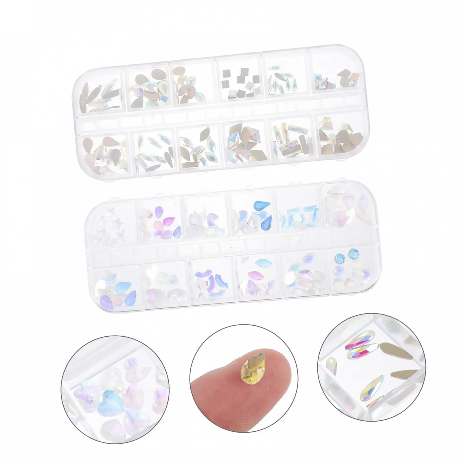 Стразы для ногтей POPETPOP декоративные в коробках, для маникюра, различных форм, для особых случаев и креативных дизайнов, фото №8