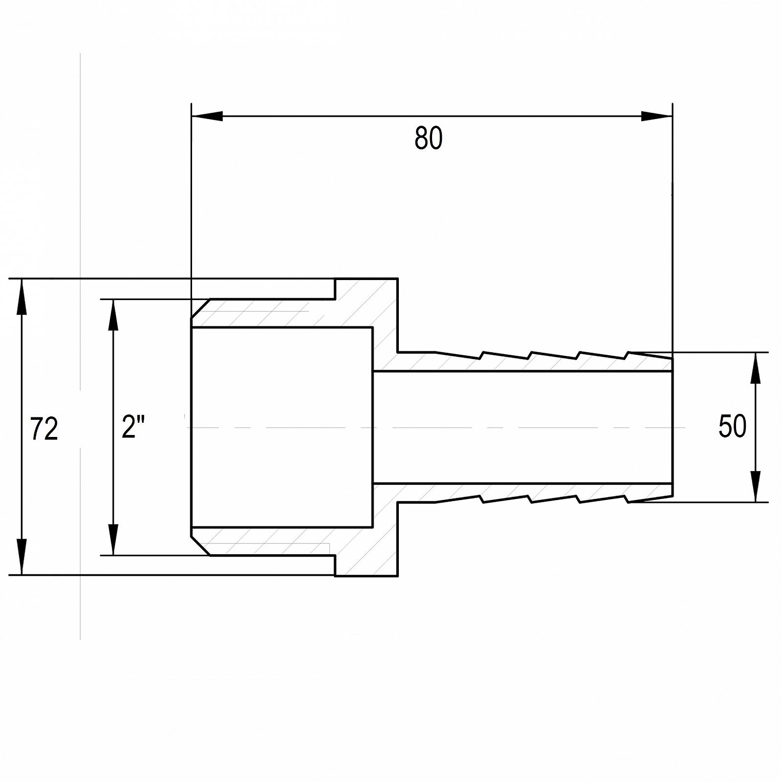Штуцер нікельований 2″ЗР х 50мм штампований А2084А(нк) VA, фото №2