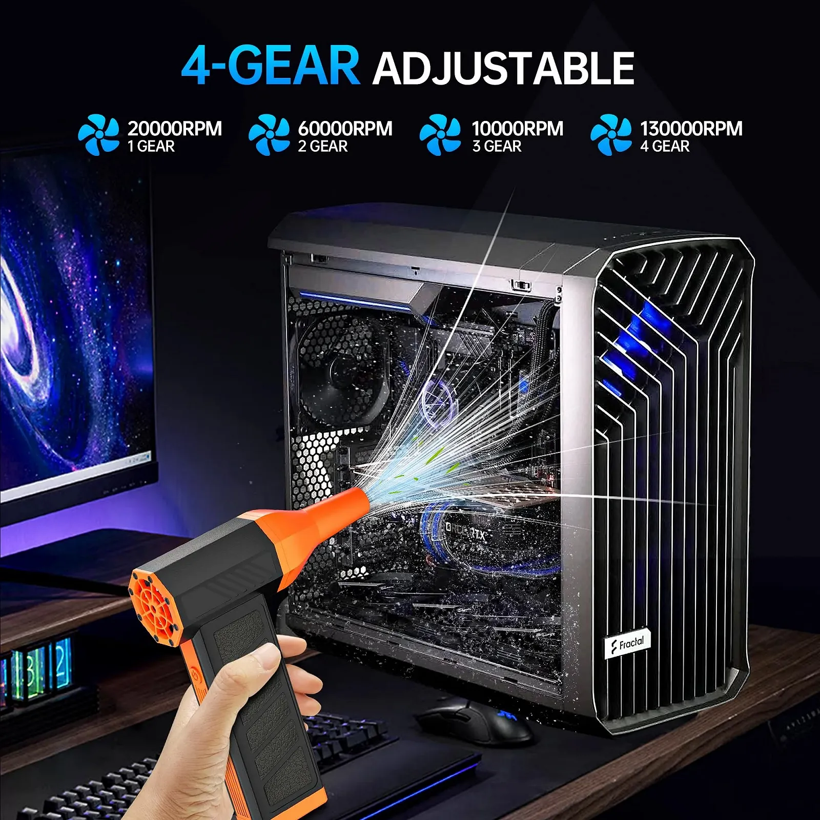 Електрична повітродувка BGFOX 130,000 RPM LED-дисплей Turbo Blower, фото №4 Електрична повітродувка BGFOX 130,000 RPM LED-дисплей Turbo Blower, фото №4