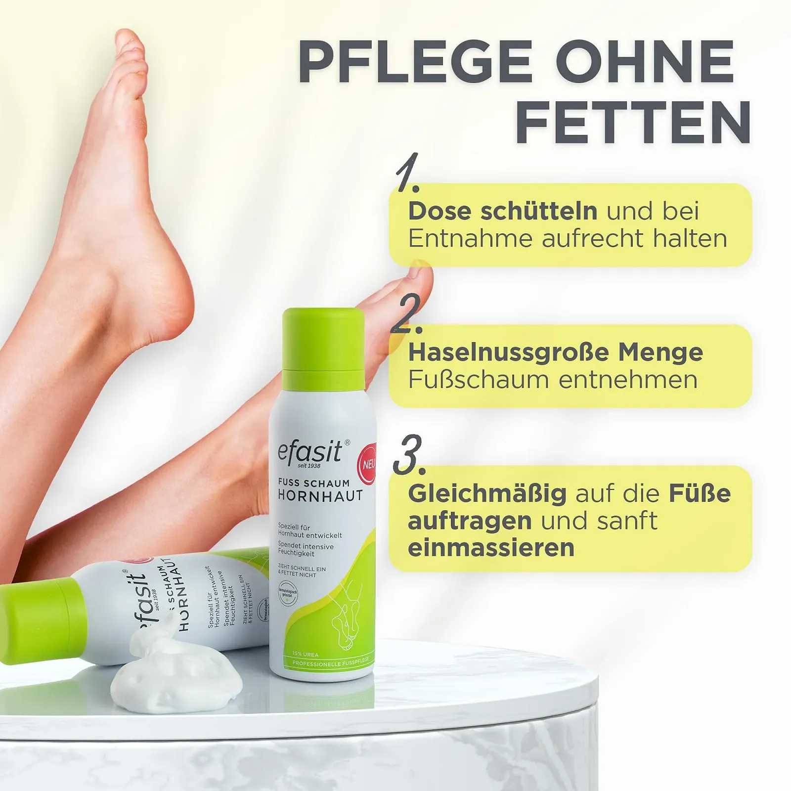 Пінка для ніг efasit Callus із Urea та мигдальною олією 125 мл, фото №5