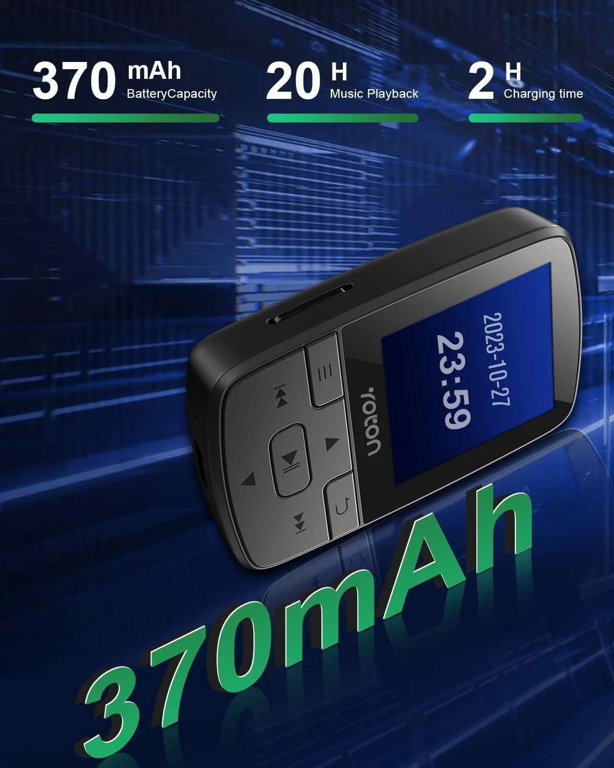 MP3 плеер YOTON 64GB с Bluetooth 5.2, FM-радио, запись голоса, независимая регулировка громкости, наушники, фото №6