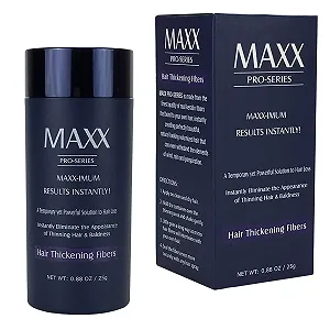 Волокна для волос Maxx Pro Series Volumising с настоящим кератином для тонких волос/выпадения волос, черный цвет - Фото 1