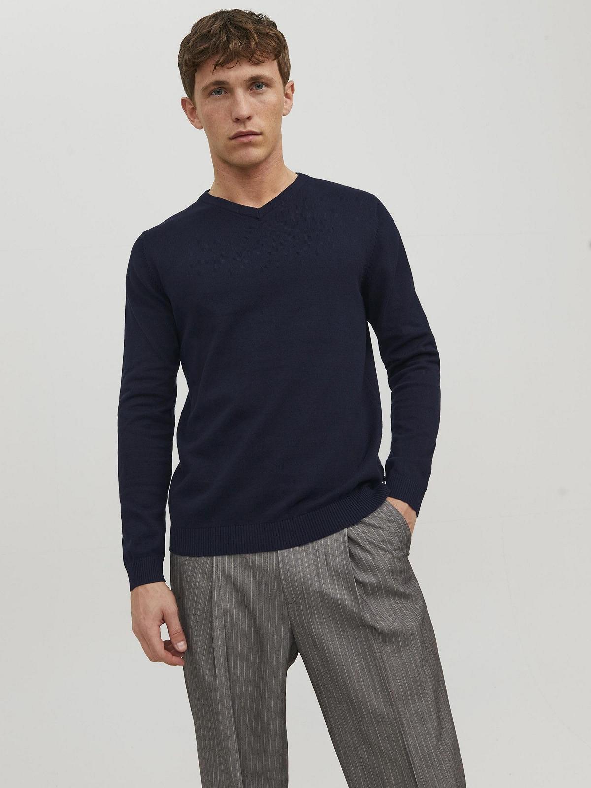 Джемпер з V-подібним вирізом JACK & JONES Чоловічий Трикотажний, фото №5