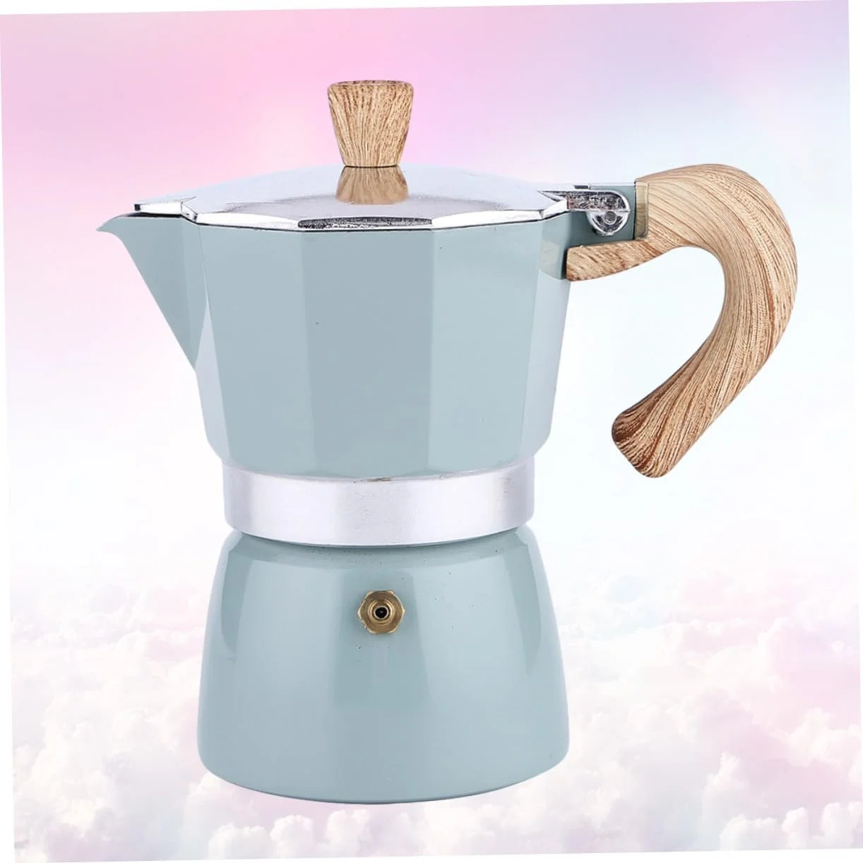 Кофейник VALICLUD Восьмиугольный дизайн Кофеварка из утолщенного алюминия Европейский стиль Светло-зеленый, фото №7