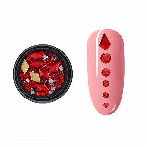 Стрази для нігтів Glaze 1 коробка ромб червоний 8 плоска основа спеціальної форми діамант - Фото 1