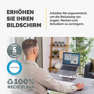 Подставка для ноутбука Fellowes Breyta Регулируемая 12 положений Макс 15.6" 4 кг Для дома и офиса - Белая synthetic.ua - Фото 1