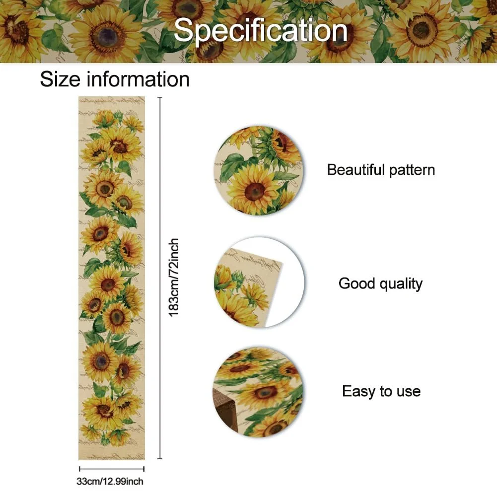 Ранер для столу SUPERDANT Retro Sunflower сучасний 33 x 183 см Жовтий, фото №2 Ранер для столу SUPERDANT Retro Sunflower сучасний 33 x 183 см Жовтий, фото №2