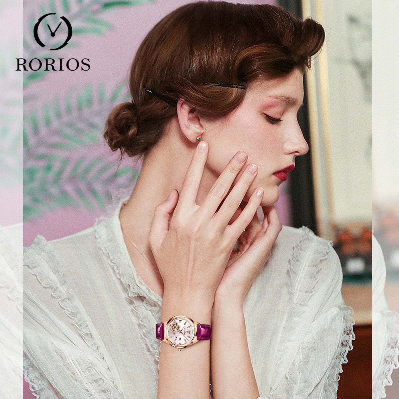 Годинник жіночий Rorios Fashion Кварцовий Аналоговий Зі Шкіряним Ремінцем Водонепроникний, фото №2