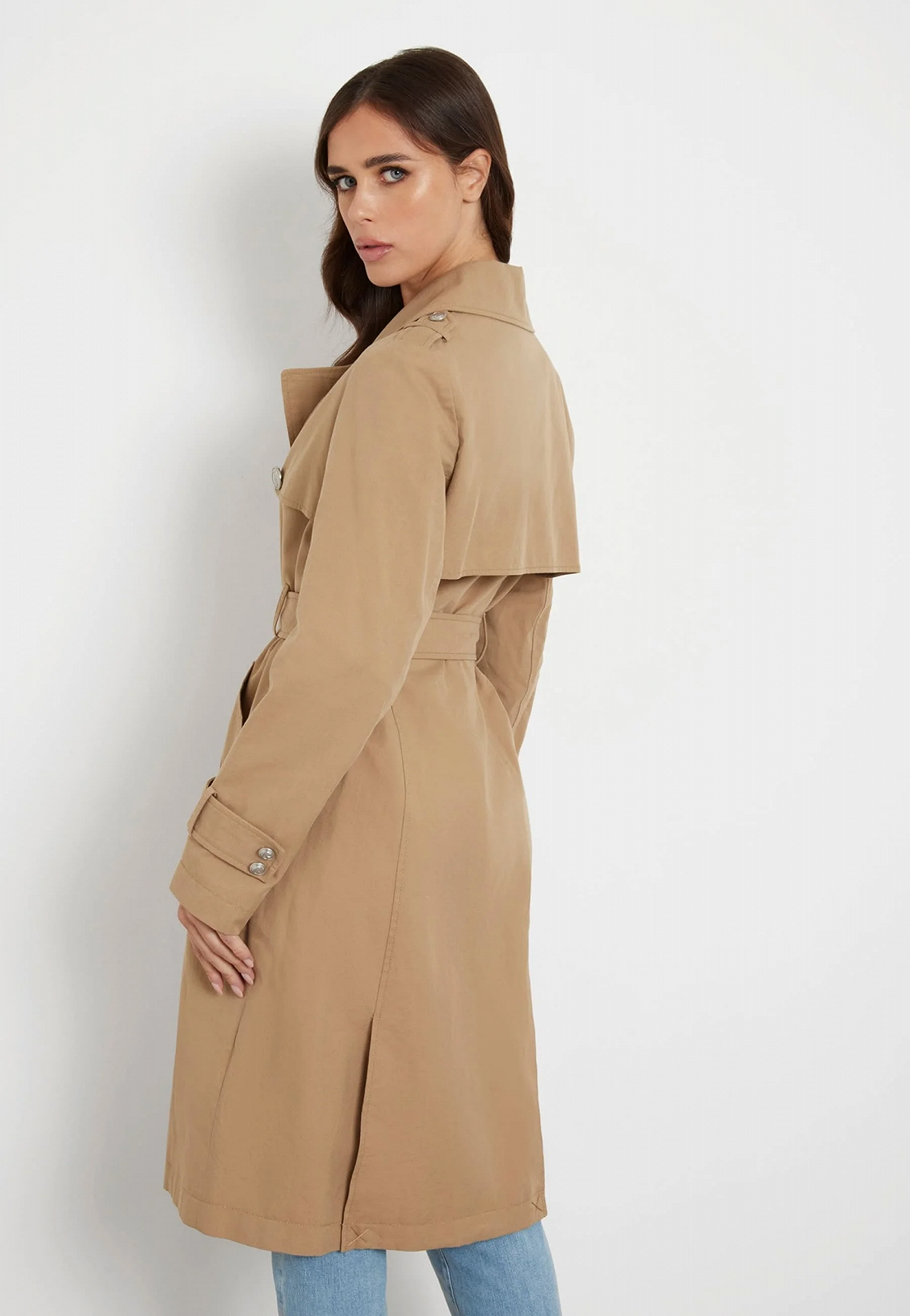 Жіноча куртка Guess Jade класичний тренч бежевий S, фото №2 Жіноча куртка Guess Jade класичний тренч бежевий S, фото №2
