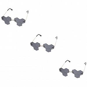 Сонцезахисні окуляри прямокутні Unisex PACKOVE 3 пари без оправи для вечірок та косплею - Фото 1