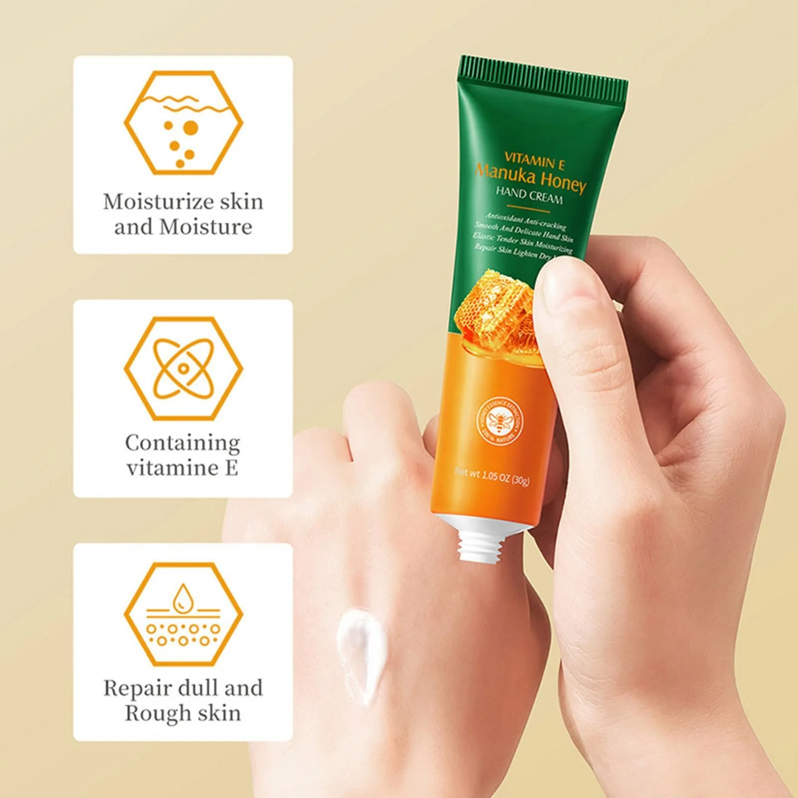 Крем для рук Vitamin E Manuka Honey Легкий Зволожуючий Відновлюючий 2 шт, фото №2