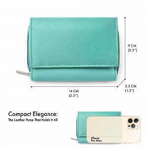 Кошелек Woodland Leathers Маленький Женский, Натуральная Кожа, RFID Защита, Бирюзовый, S, Повседневный synthetic.ua - Фото 1