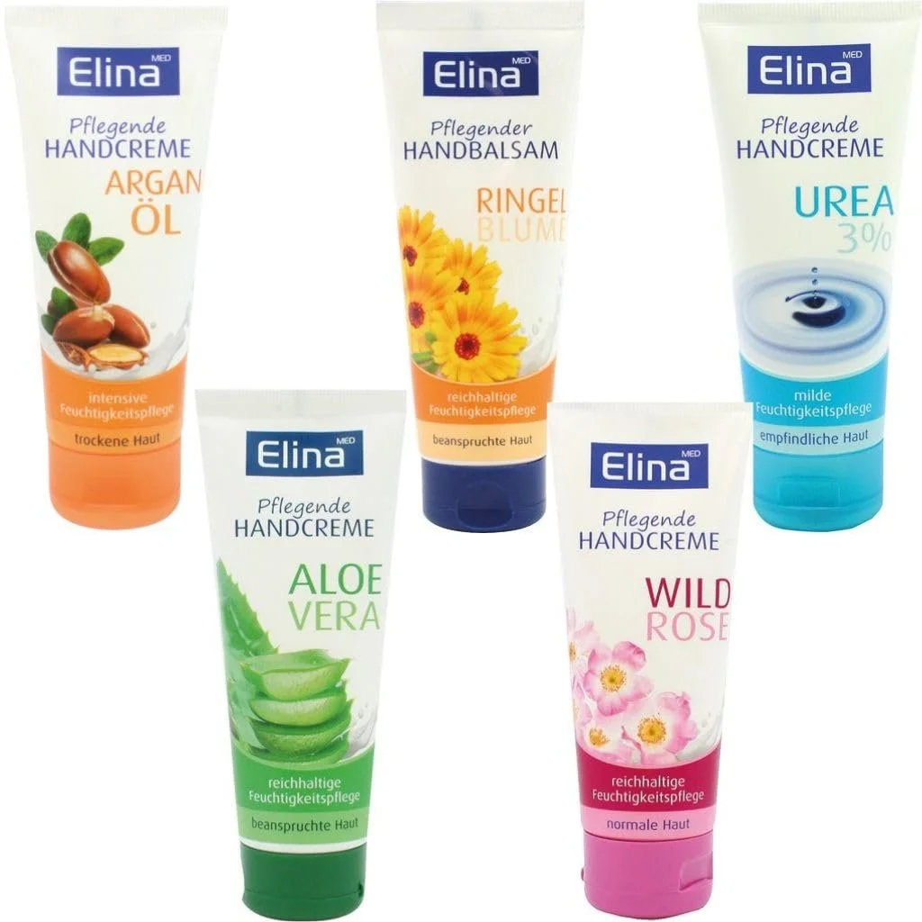 Крем для рук Elinamed Набір Арганова олія, Календула, Сечовина 3%, Алое вера, Дика троянда 5 x 75 мл, фото №1