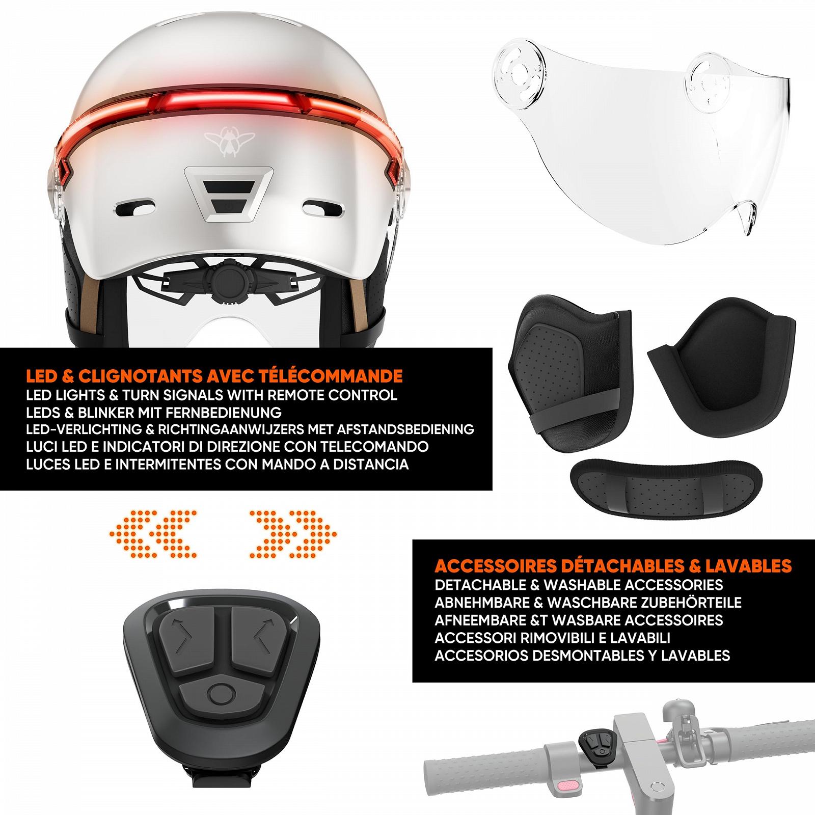 Шолом LED CASR Glow Visier XL, знімні навушники, задні мигалки, пульт, фото №5