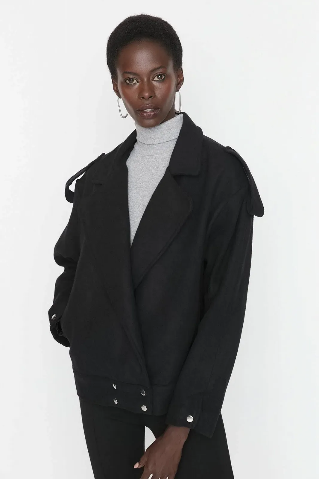 Пальто TRENDYOL Основной Однотонный, фото №3