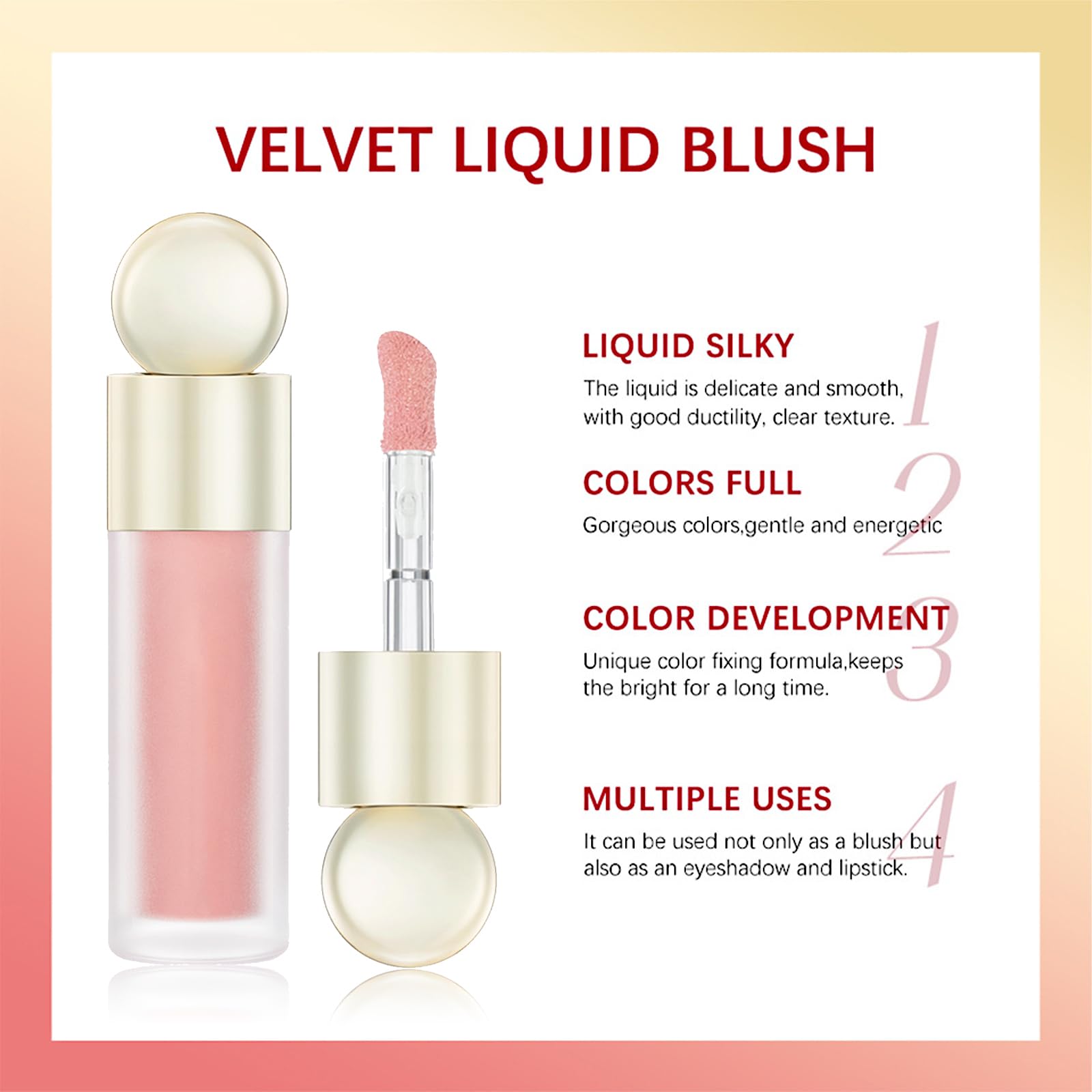 Румяна EONFAVE Liquid Velvety Waterproof Blush Stick, фото №5