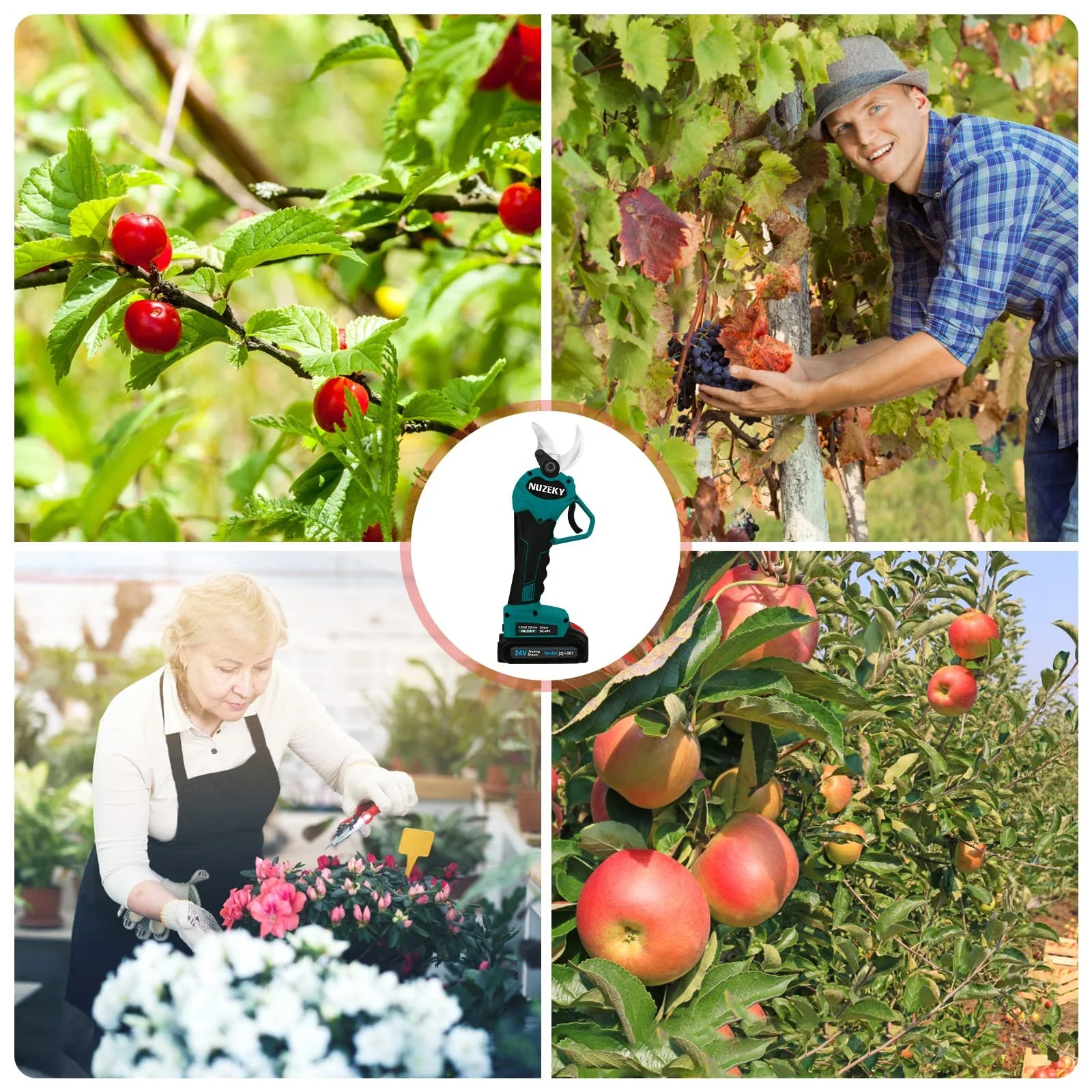 Акумуляторний електричний секатор 2 x 24 V 30-40 мм, фото №3