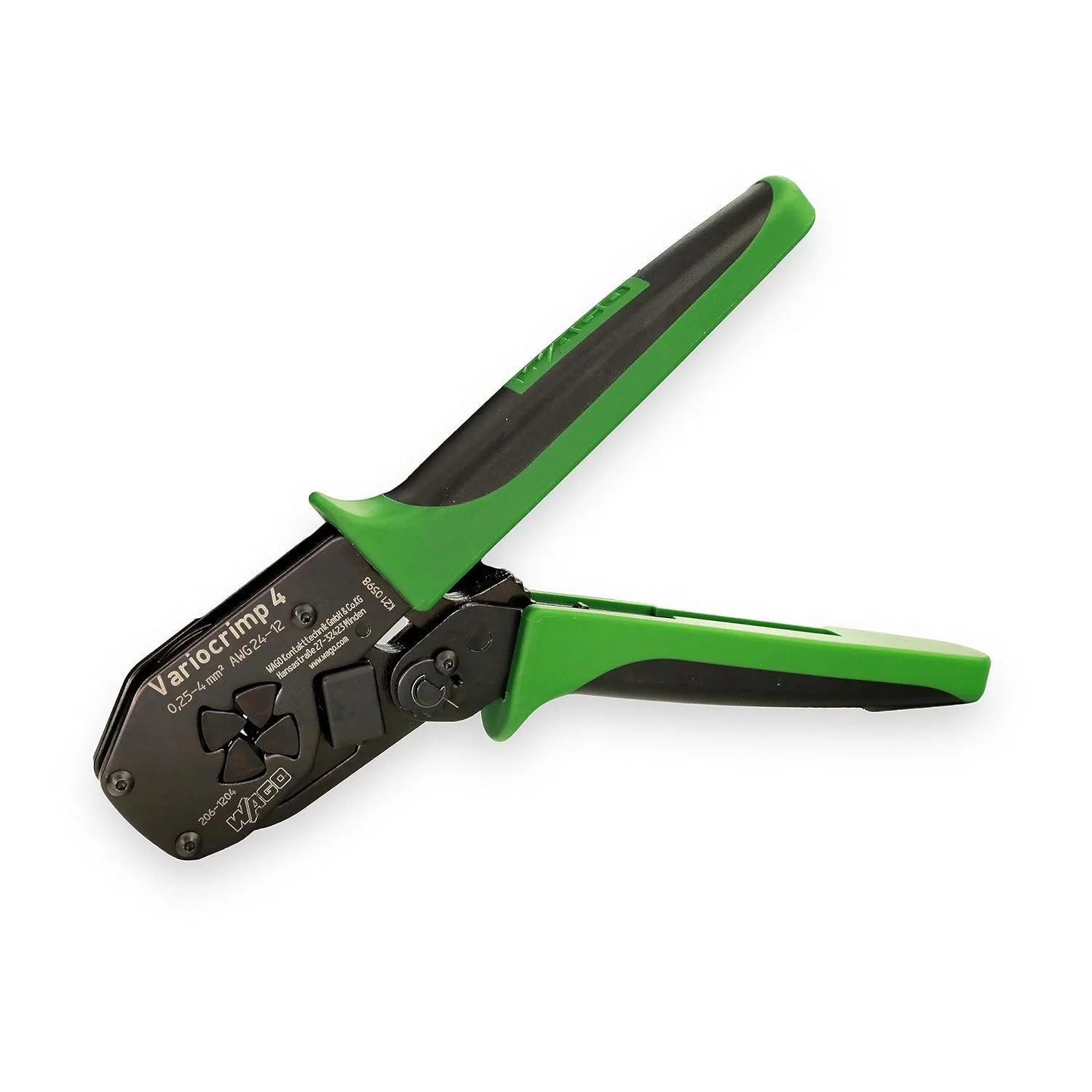 Інструмент для обтиску наконечників 0.25-4mm² WAGO Variocrimp 4 Чорно-зелений, фото №1 Інструмент для обтиску наконечників 0.25-4mm² WAGO Variocrimp 4 Чорно-зелений, фото №1