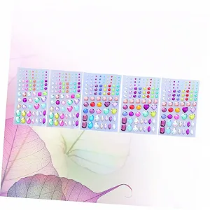 Стрази Акрилові Lurrose 15 аркушів Самоклеючі Блискучі Камінці Різнокольорові synthetic.ua - Фото 1