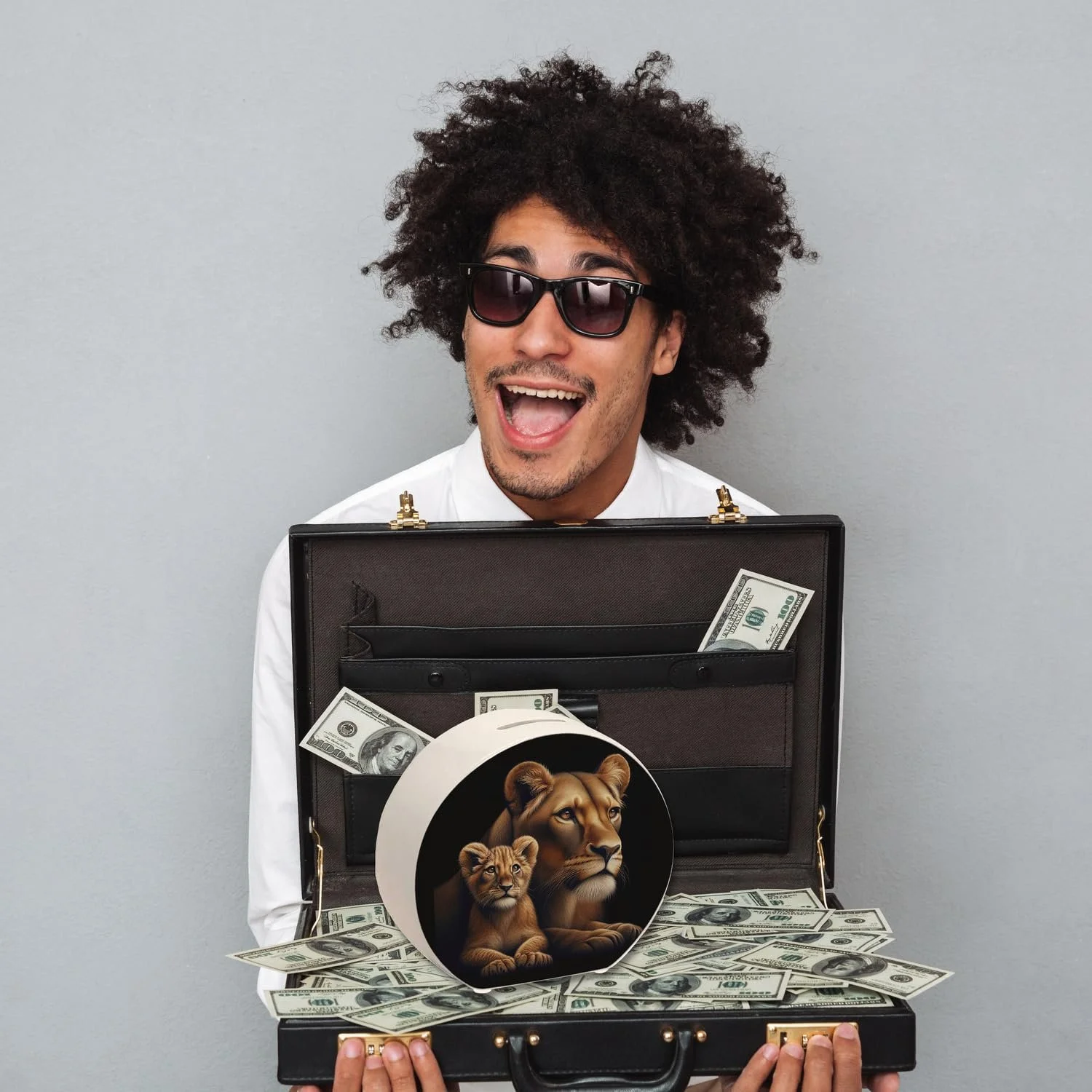 Скарбничка Lioness with Baby Lion керамічна різнокольорова, фото №5