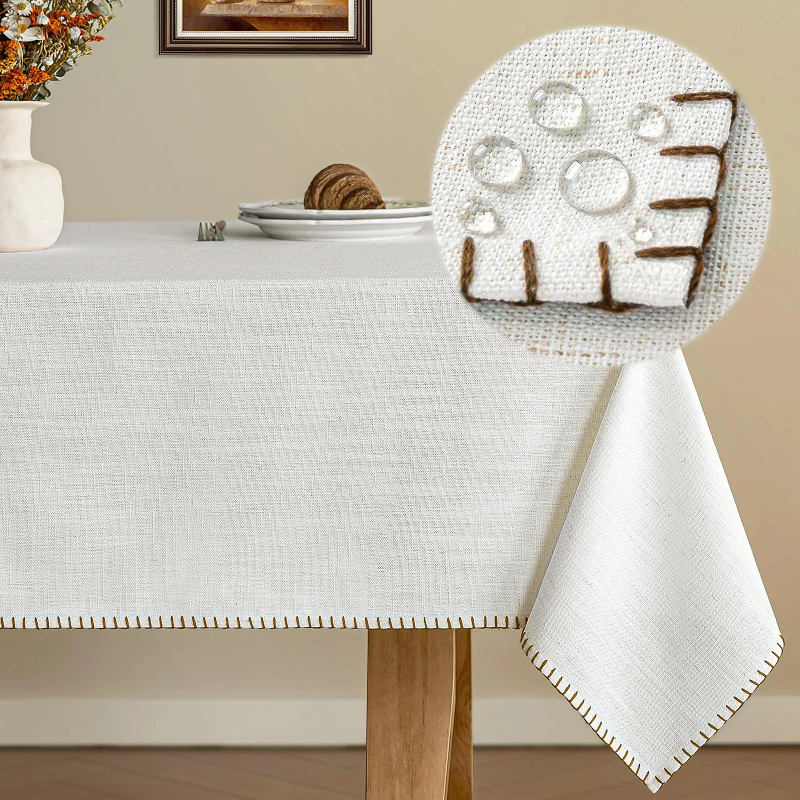 Скатертина Linen Look 140 x 240 см Коричнева, фото №1