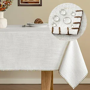 Скатертина Linen Look 140 x 240 см Коричнева - Фото 1