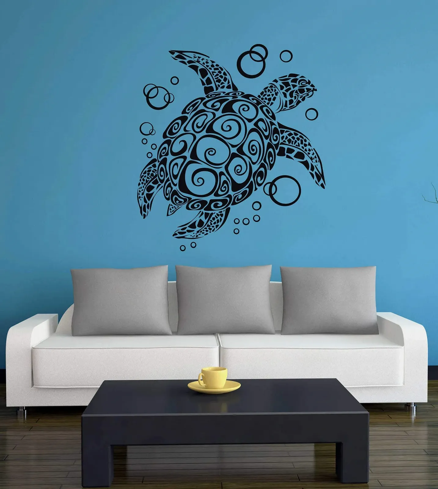 Наклейка на стену Bubble Turtle A076 66 см x 60 см Черная, фото №2