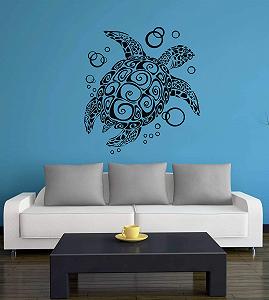 Наклейка на стіну Bubble Turtle A076 66 см x 60 см Чорна synthetic.ua - Фото 1