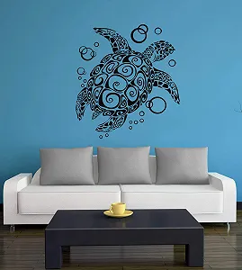 Наклейка на стіну Bubble Turtle A076 66 см x 60 см Чорна synthetic.ua - Фото 1