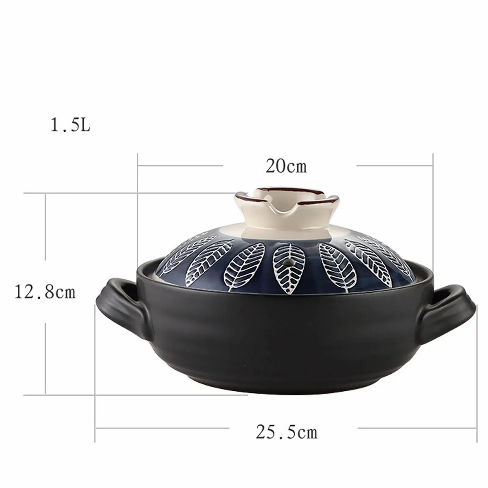 Каструля керамічна HUHJYUGE Japanese Donabe 1.5 л кругла з кришкою, фото №8