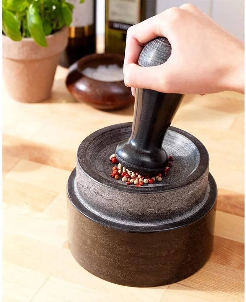 Ступка з товкачиком з полірованого мармуру для гуакамоле Міцна, велика та елегантна, фото №4