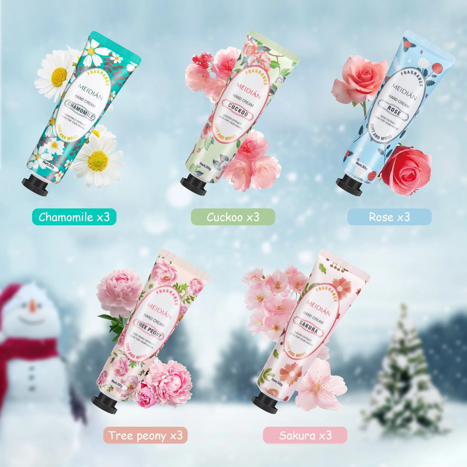 Набір кремів для рук 15 шт, Зволожуючий крем-лосьйон для сухих потрісканих рук, Міні-крем для рук з маслом ши, 15 х 30 мл, фото №5